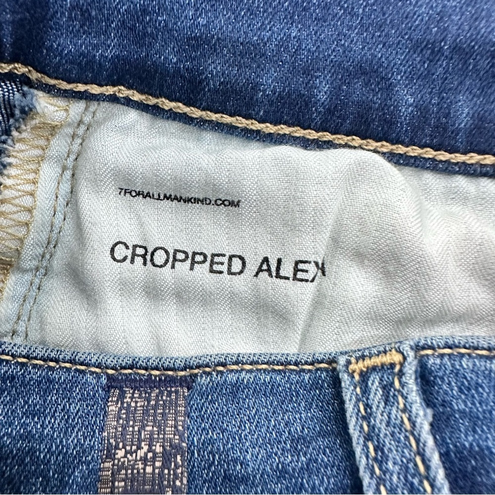 7 for all mankind cropped Alexa jeans with cut hem medium wash blue size 24 - Picture 7 of 10